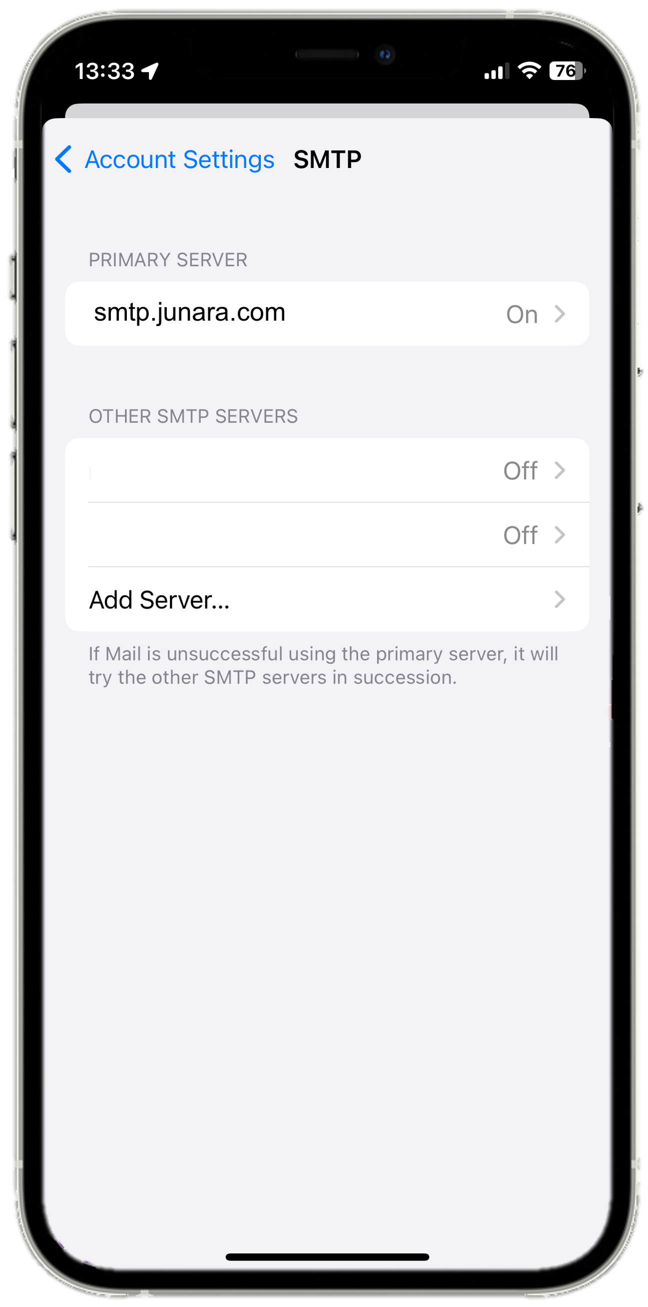 iOS 17 - Settings - Mail - Account Settings - SMTP.png