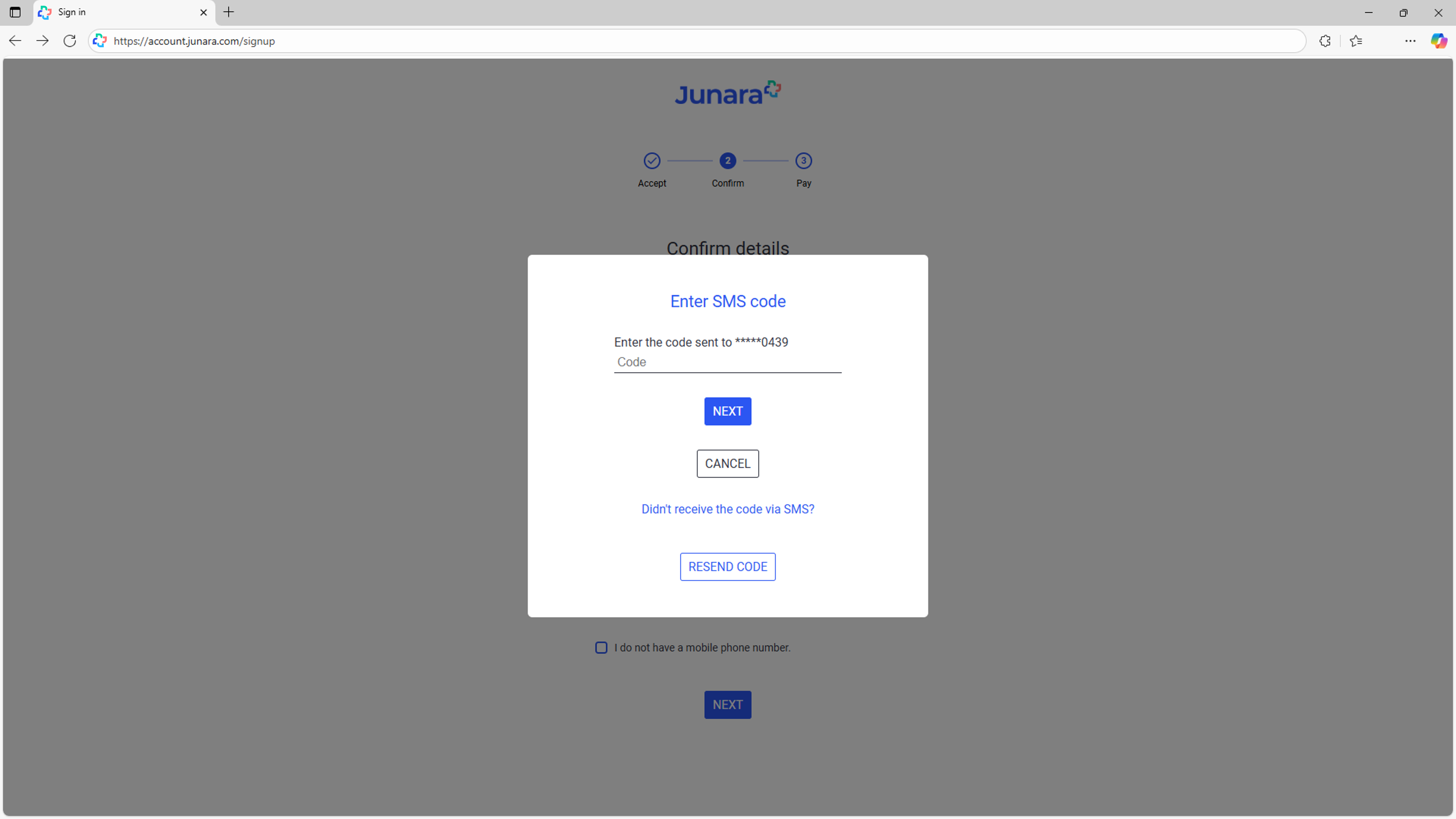 Sign-up - Step 2 Verify SMS Code.png