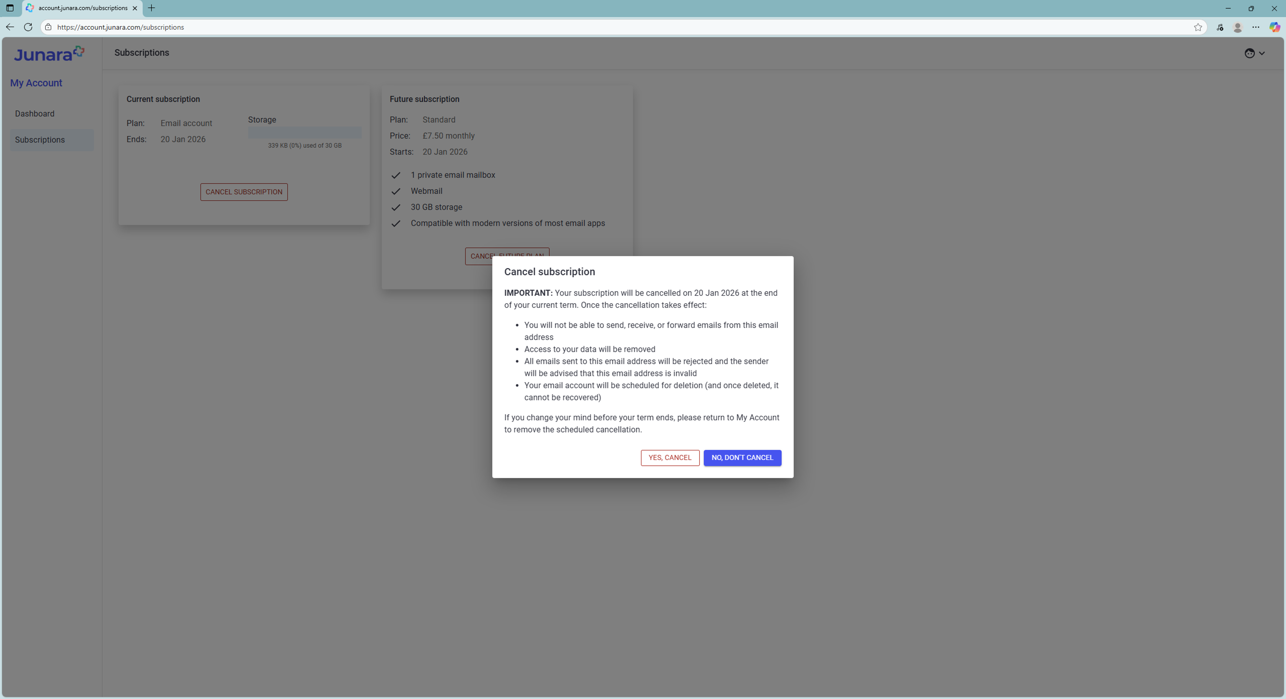 Zendesk Guide - Cancel subscription - Agree to cancel.png