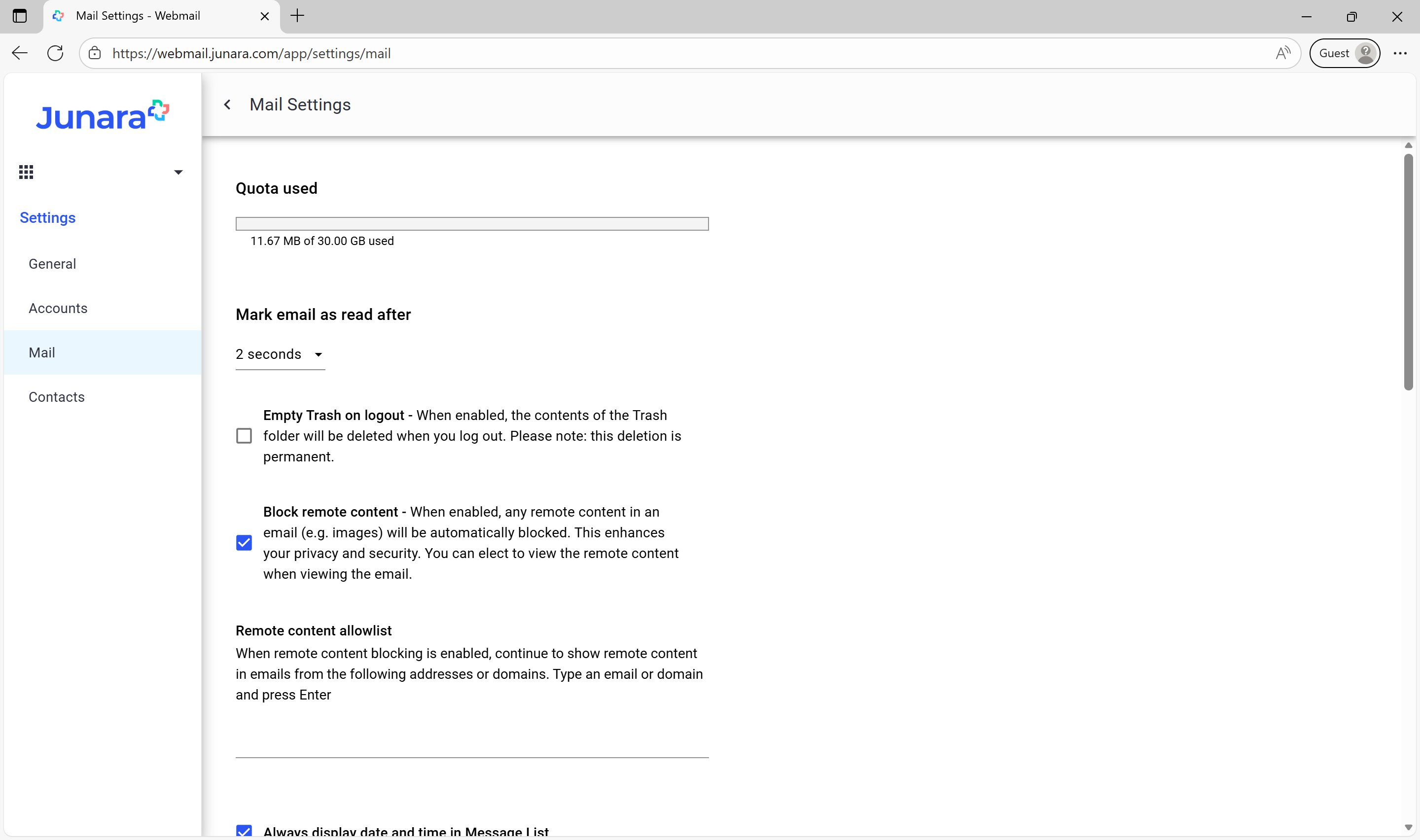 Quota via Settings Mail.png