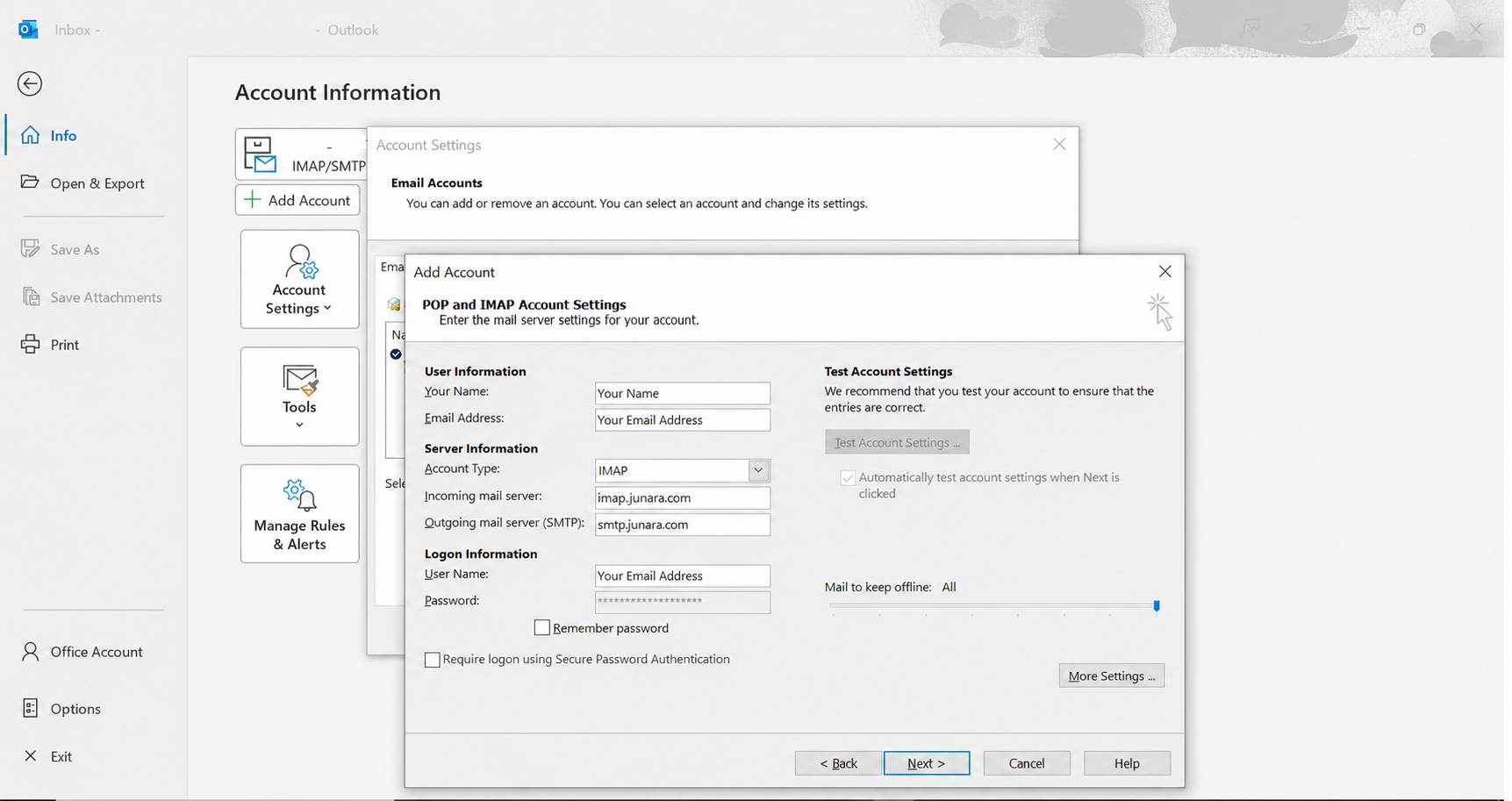 Junara Outlook IMAP Account Settings.png